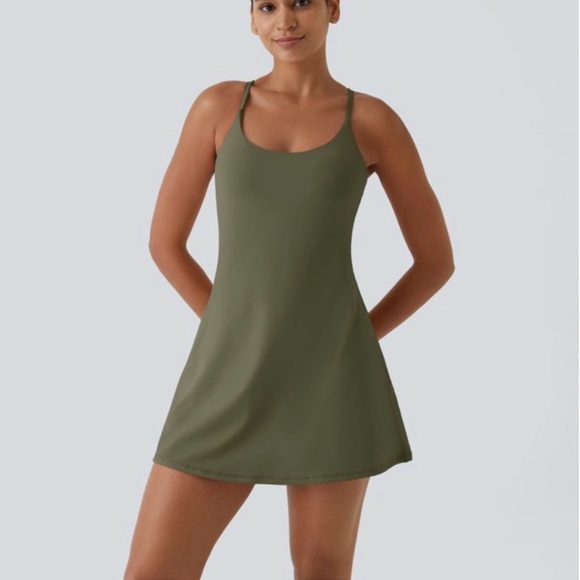 NWT Halara Athletic Dress Olive Green Built In Shorts Softlyzero Size Small - Picture 4 of 8